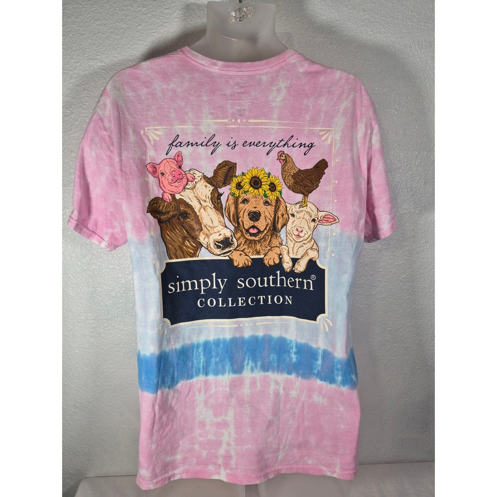 Simply Southern Family Is Everything Tie Dye Graphic T-Shirt Farm Animals